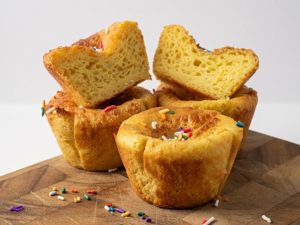 Baked Gains funfetti muffin crumb interior